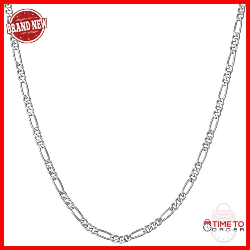 2.5mm Figaro Chain Necklace 24k Gold Plated Lobster Clasp 20 Inch